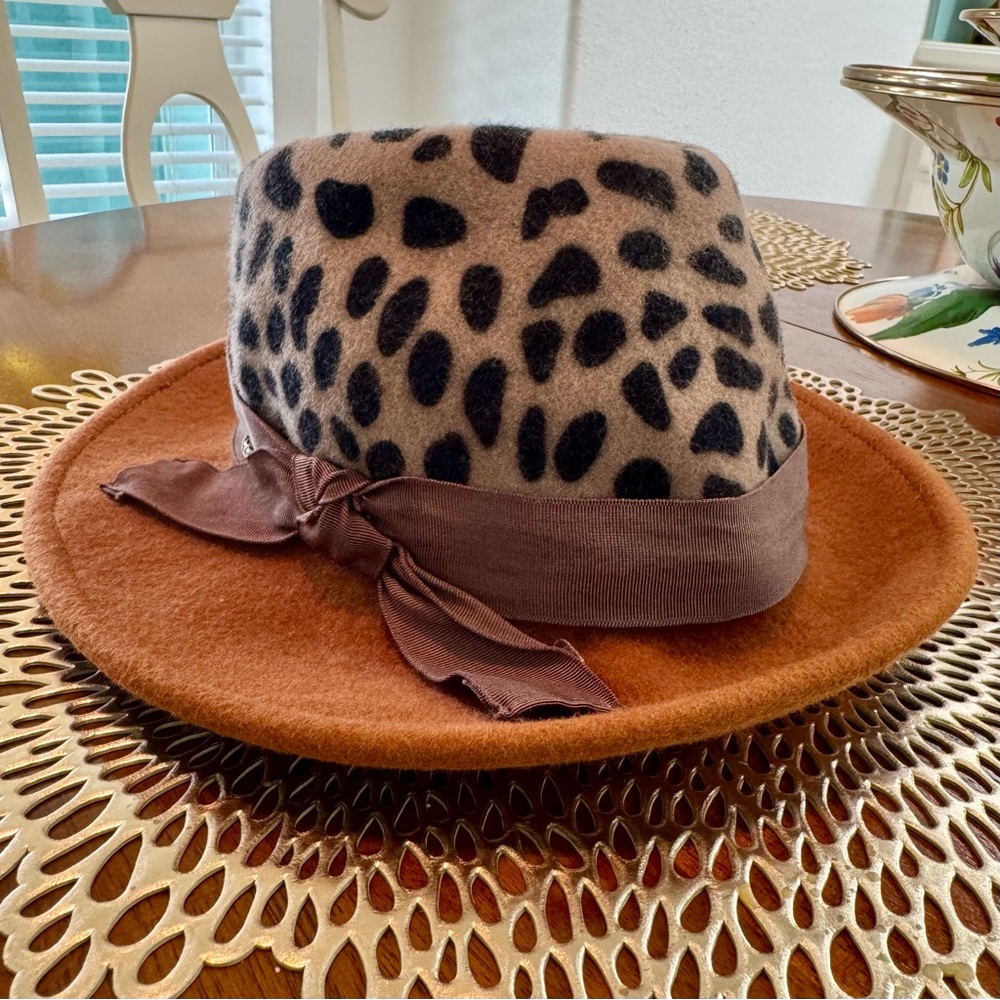 Grace Hats Favori Rust & Leopard Wool Fedora